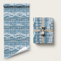 Hawaiian Ohia Lehua Lei Wrapping Paper Plaid Palaka Uliuli Omaomao Pattern LT9 58" × 23" Teal - Polynesian Pride