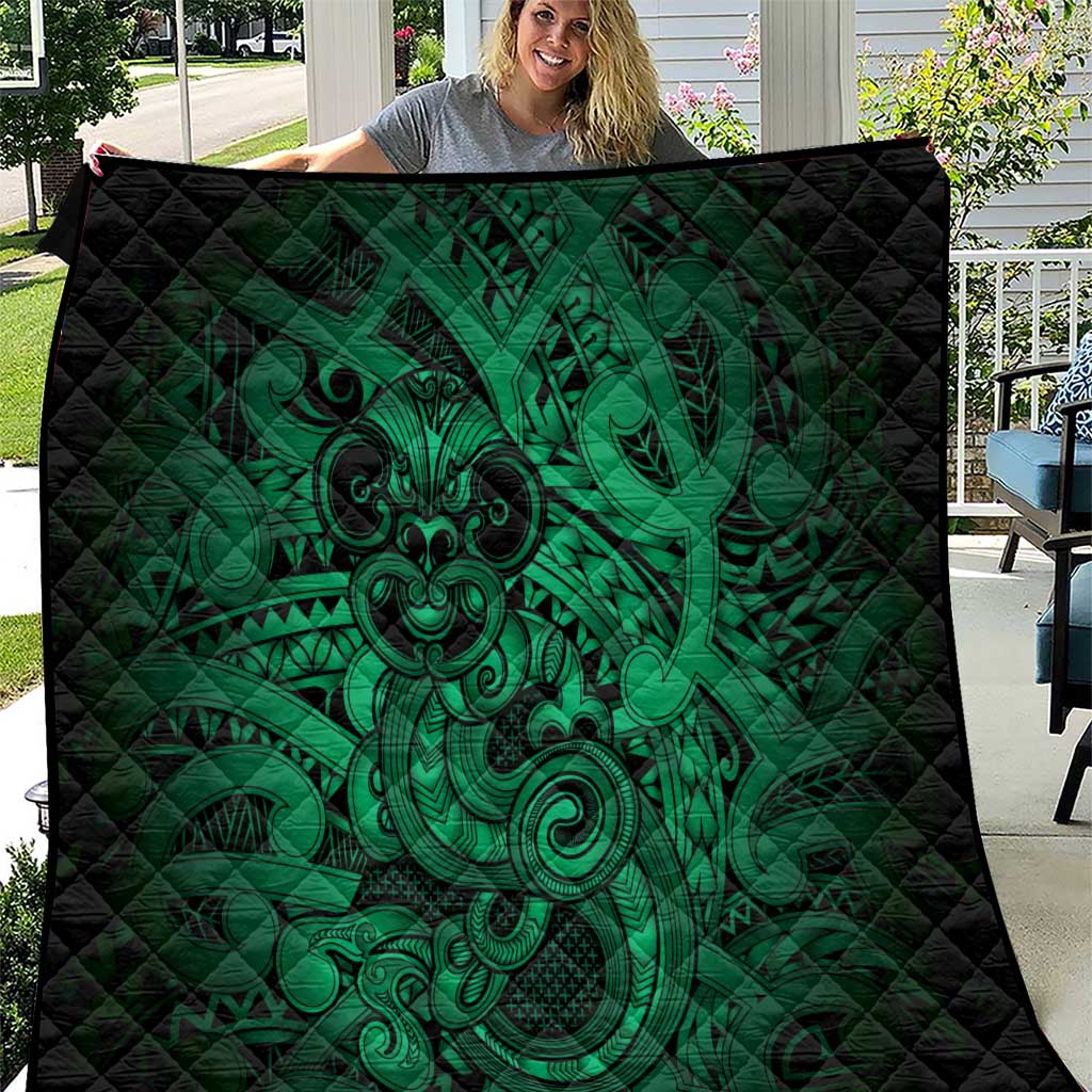 Aotearoa Maori Hei Tiki Quilt Kakariki Kowhaiwhai Puhoro Motif LT9 Green - Polynesian Pride