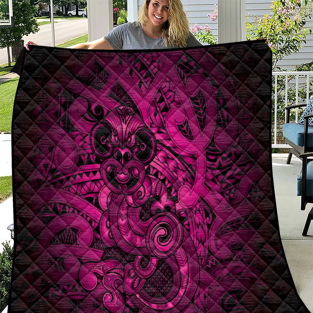 Aotearoa Maori Hei Tiki Quilt Mawhero Kowhaiwhai Puhoro Motif LT9 Pink - Polynesian Pride
