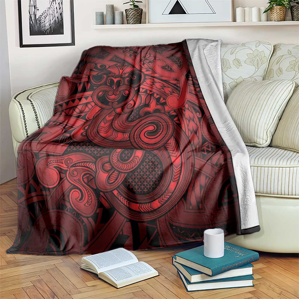 Aotearoa Maori Hei Tiki Blanket Whero Kowhaiwhai Puhoro Motif LT9 Red - Polynesian Pride