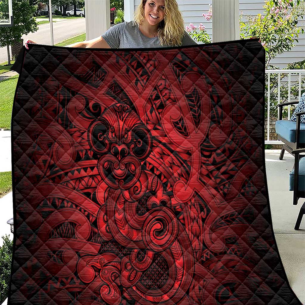 Aotearoa Maori Hei Tiki Quilt Whero Kowhaiwhai Puhoro Motif LT9 Red - Polynesian Pride