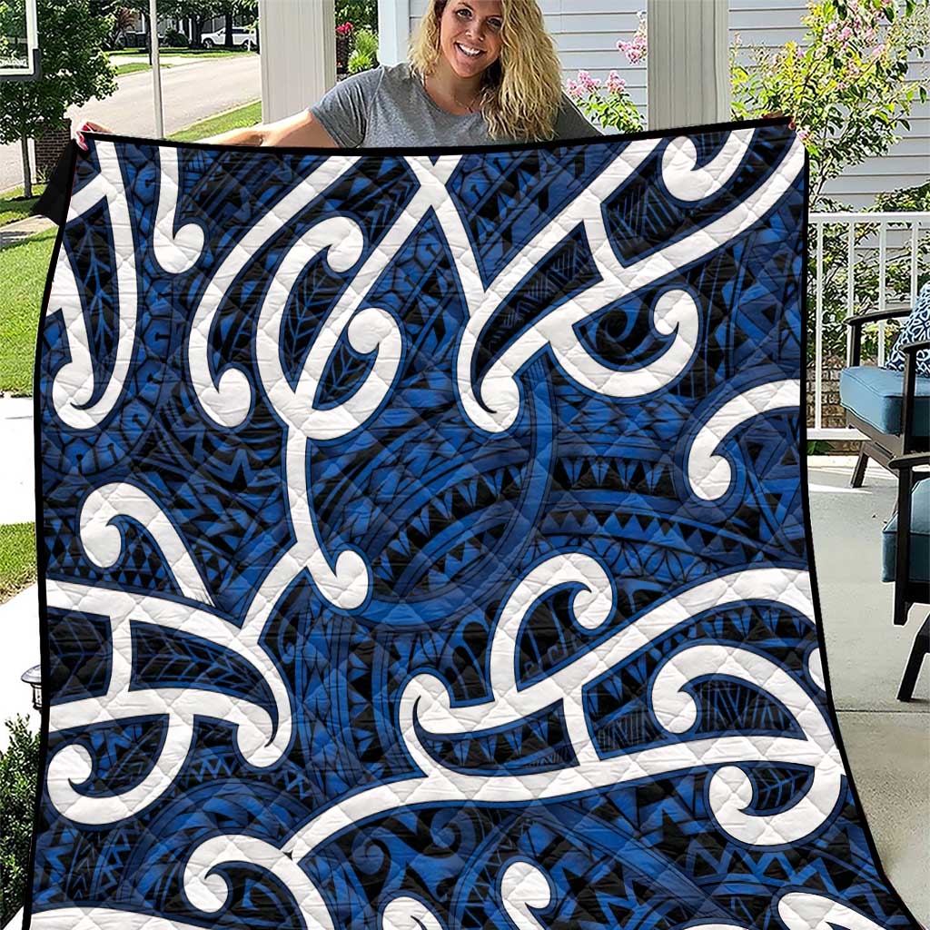 Aotearoa Maori Kowhaiwhai Quilt Kikorangi Puhoro and Patiki LT9 Blue - Polynesian Pride
