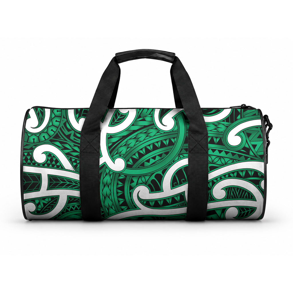 Aotearoa Maori Kowhaiwhai Duffle Bag Kakariki Puhoro and Patiki LT9 One size Green - Polynesian Pride