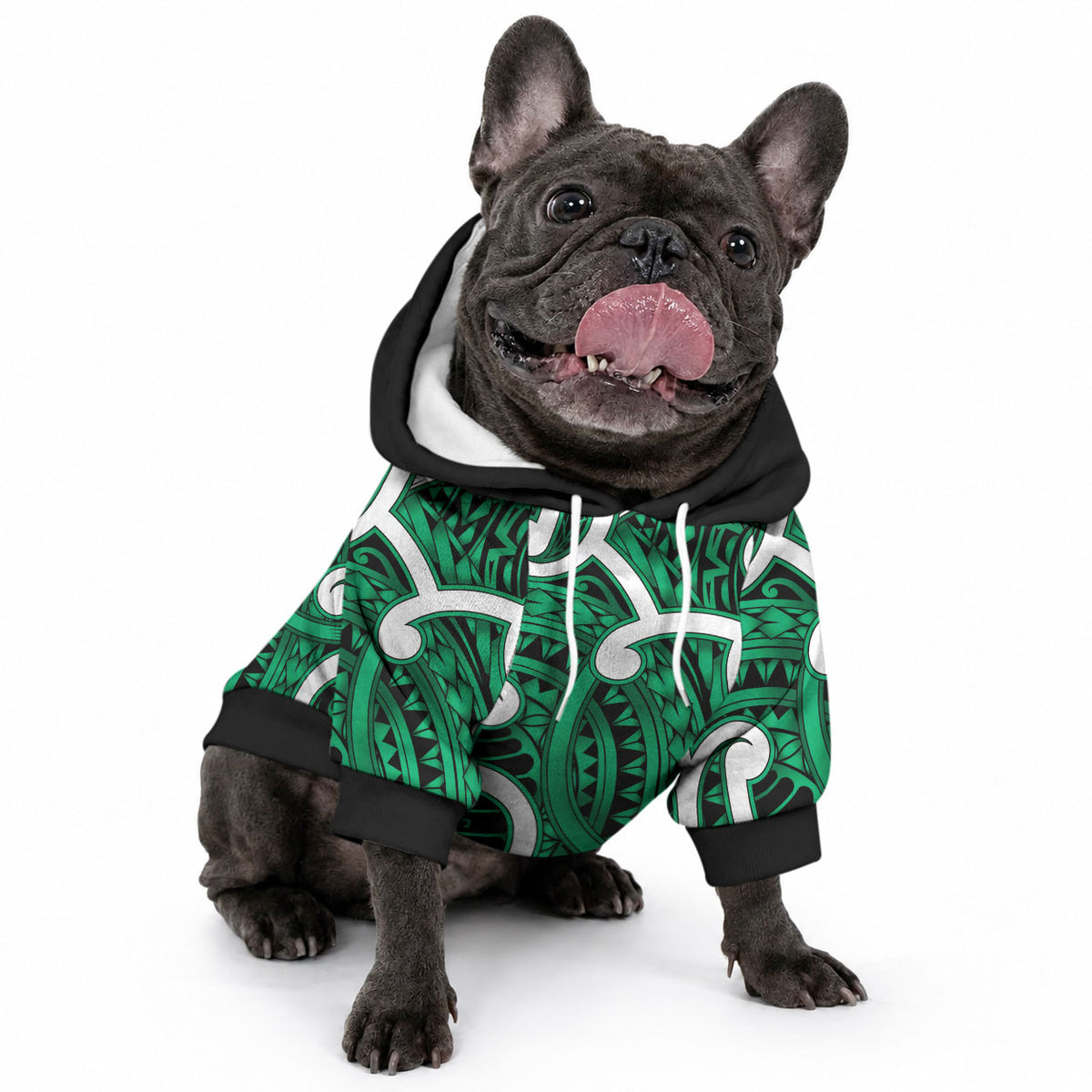 Aotearoa Maori Kowhaiwhai Pet Hoodie Kakariki Puhoro and Patiki LT9 - Polynesian Pride