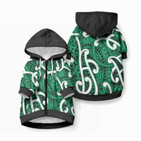 Aotearoa Maori Kowhaiwhai Pet Hoodie Kakariki Puhoro and Patiki LT9 Zip-up Green - Polynesian Pride