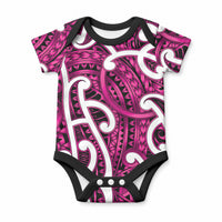 Aotearoa Maori Kowhaiwhai Baby Onesie Mawhero Puhoro and Patiki LT9 Pink - Polynesian Pride
