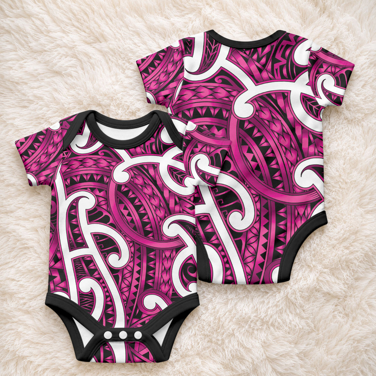 Aotearoa Maori Kowhaiwhai Baby Onesie Mawhero Puhoro and Patiki LT9 - Polynesian Pride
