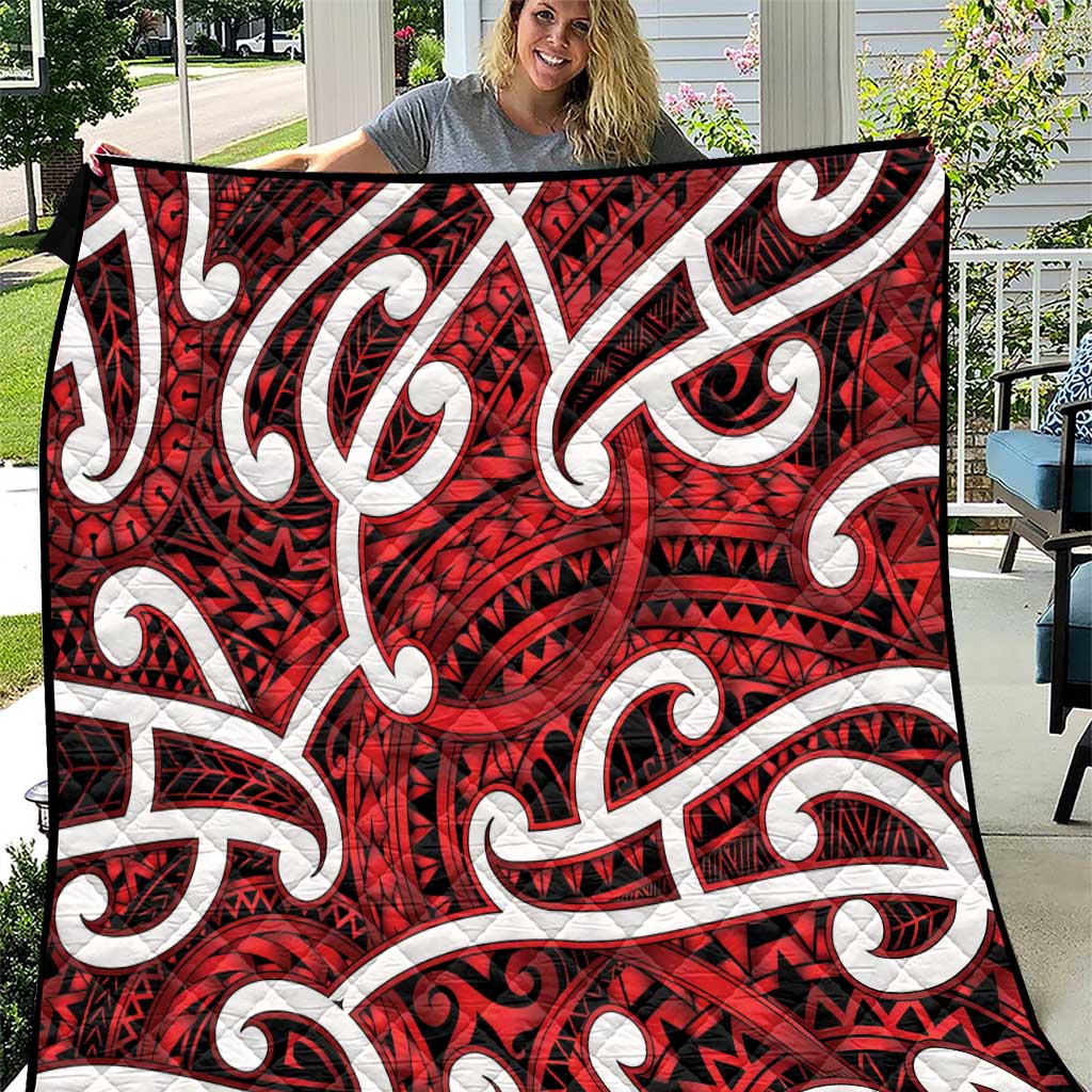 Aotearoa Maori Kowhaiwhai Quilt Whero Puhoro and Patiki LT9 Red - Polynesian Pride