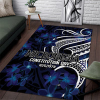 Micronesia Constitution Day Area Rug Since 1979 with Polynesian Hibiscus Pattern LT9 Blue - Polynesian Pride
