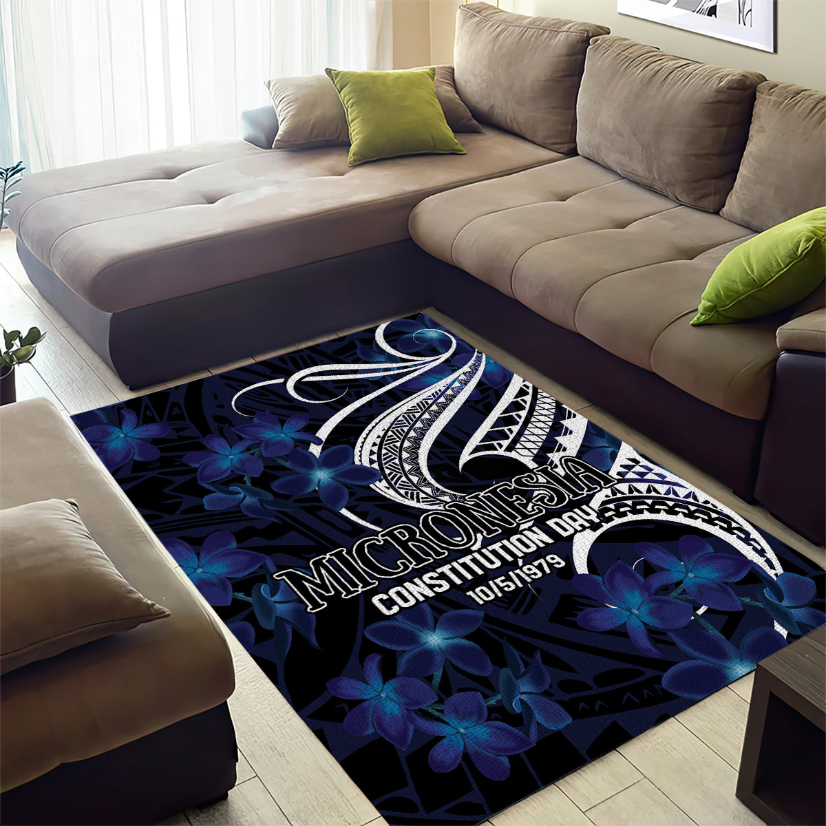 Micronesia Constitution Day Area Rug Since 1979 with Polynesian Hibiscus Pattern LT9 - Polynesian Pride