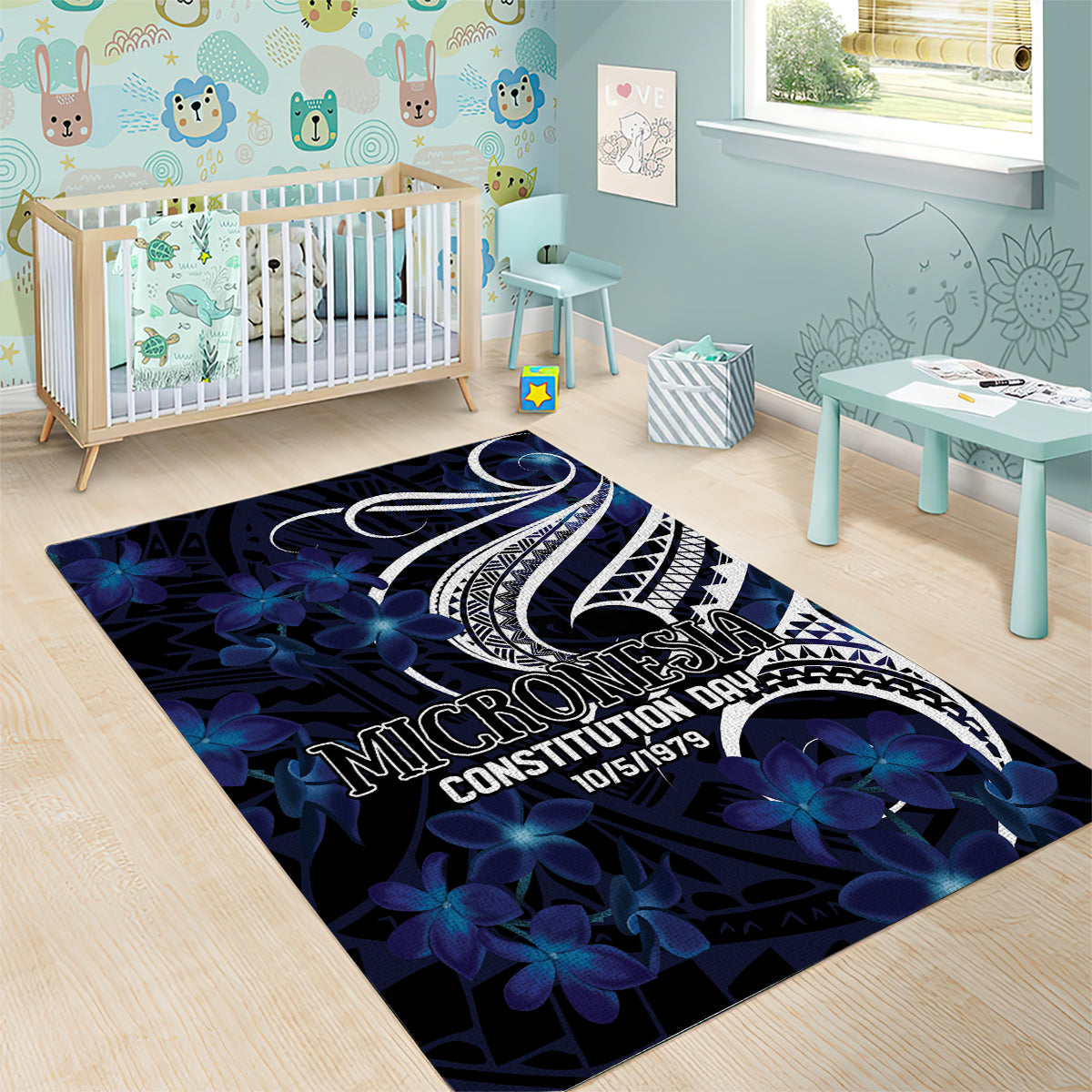 Micronesia Constitution Day Area Rug Since 1979 with Polynesian Hibiscus Pattern LT9 - Polynesian Pride