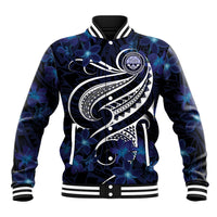 Micronesia Constitution Day Baseball Jacket Since 1979 with Polynesian Hibiscus Pattern LT9 Unisex Blue - Polynesian Pride