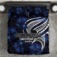 Micronesia Constitution Day Bedding Set Since 1979 with Polynesian Hibiscus Pattern LT9 Blue - Polynesian Pride