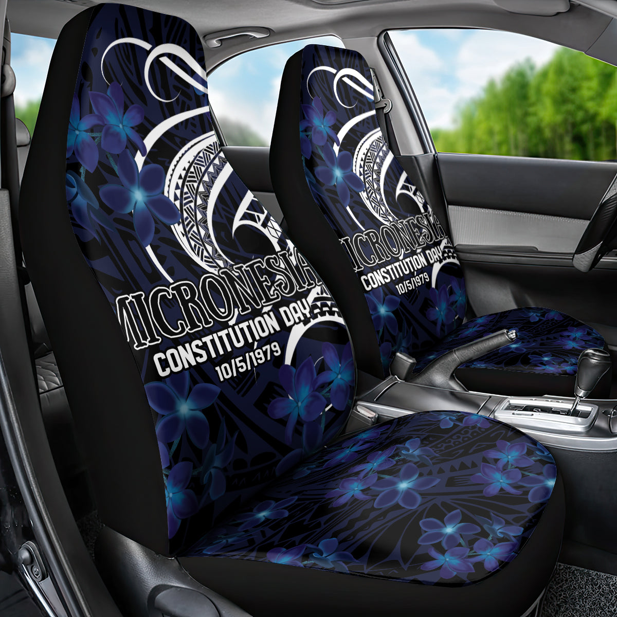 Micronesia Constitution Day Car Seat Cover Since 1979 with Polynesian Hibiscus Pattern LT9 - Polynesian Pride