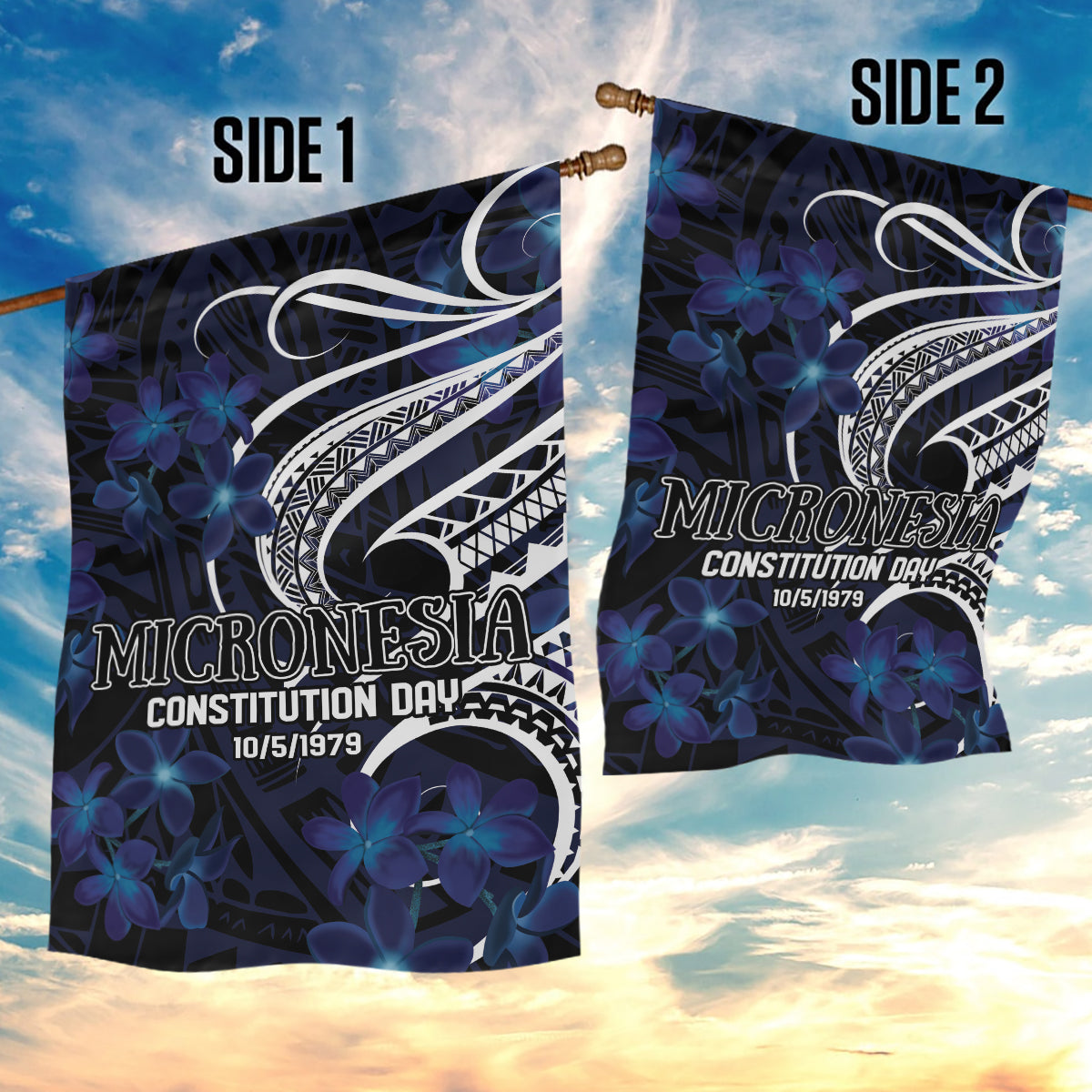 Micronesia Constitution Day Garden Flag Since 1979 with Polynesian Hibiscus Pattern LT9 - Polynesian Pride