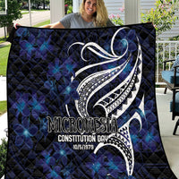 Micronesia Constitution Day Quilt Since 1979 with Polynesian Hibiscus Pattern LT9 Blue - Polynesian Pride