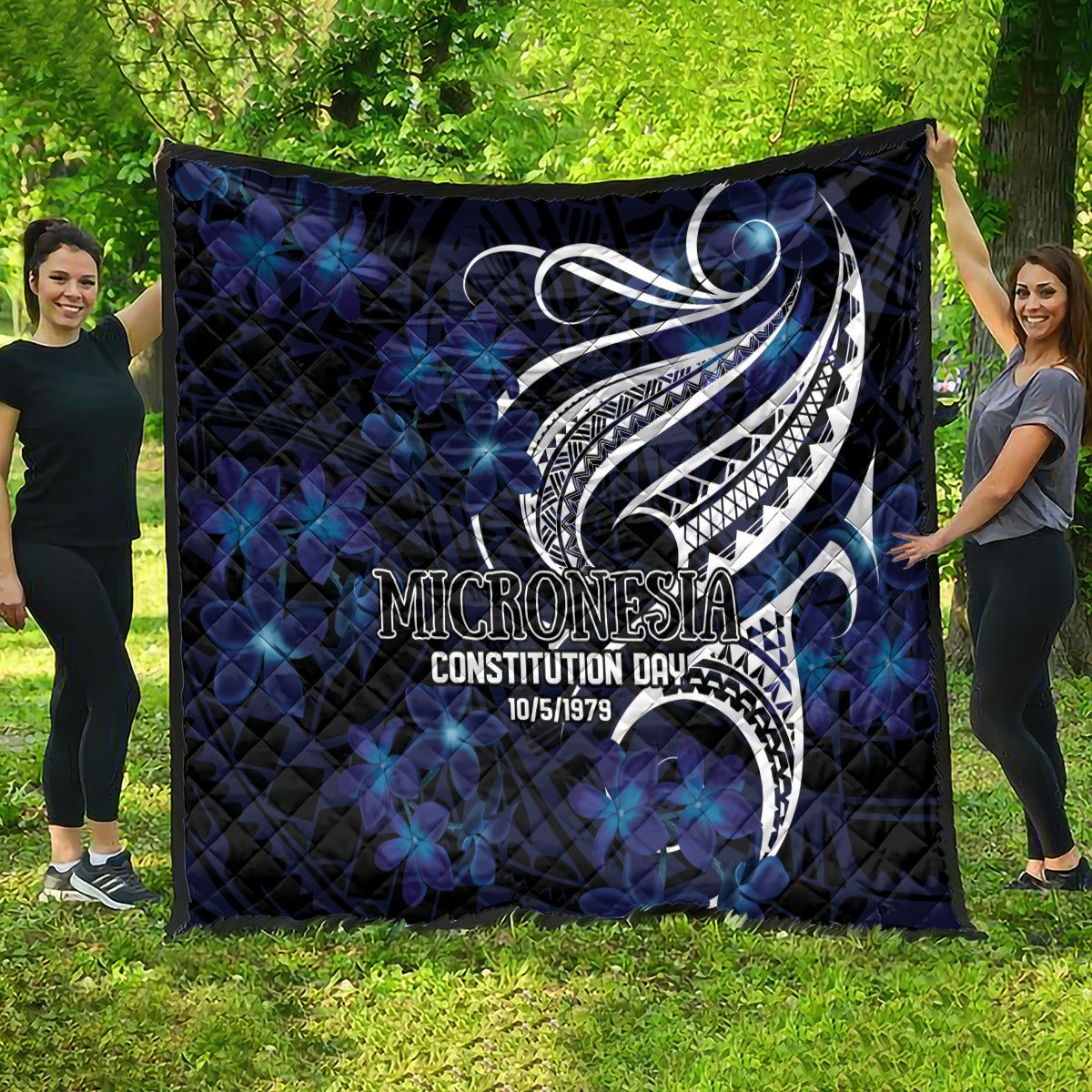 Micronesia Constitution Day Quilt Since 1979 with Polynesian Hibiscus Pattern LT9 - Polynesian Pride