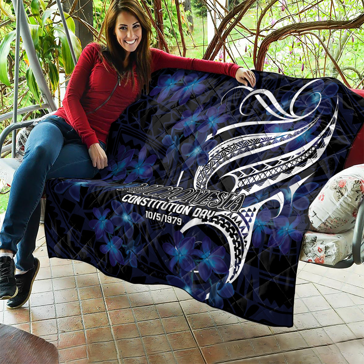 Micronesia Constitution Day Quilt Since 1979 with Polynesian Hibiscus Pattern LT9 - Polynesian Pride