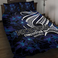 Micronesia Constitution Day Quilt Bed Set Since 1979 with Polynesian Hibiscus Pattern LT9 Blue - Polynesian Pride