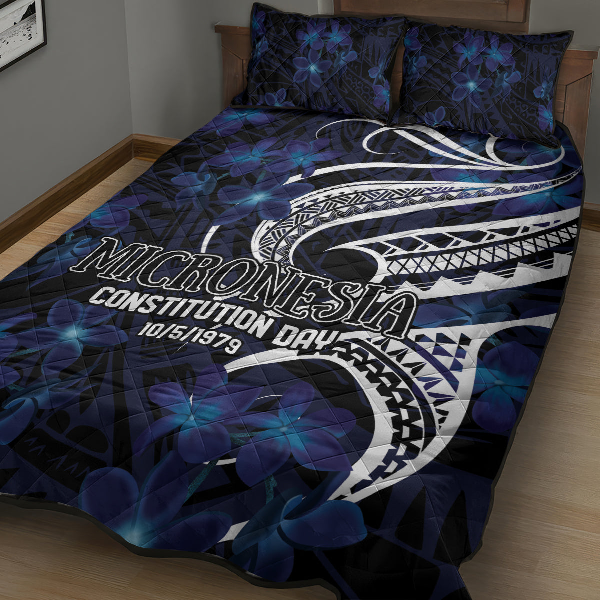 Micronesia Constitution Day Quilt Bed Set Since 1979 with Polynesian Hibiscus Pattern LT9 - Polynesian Pride