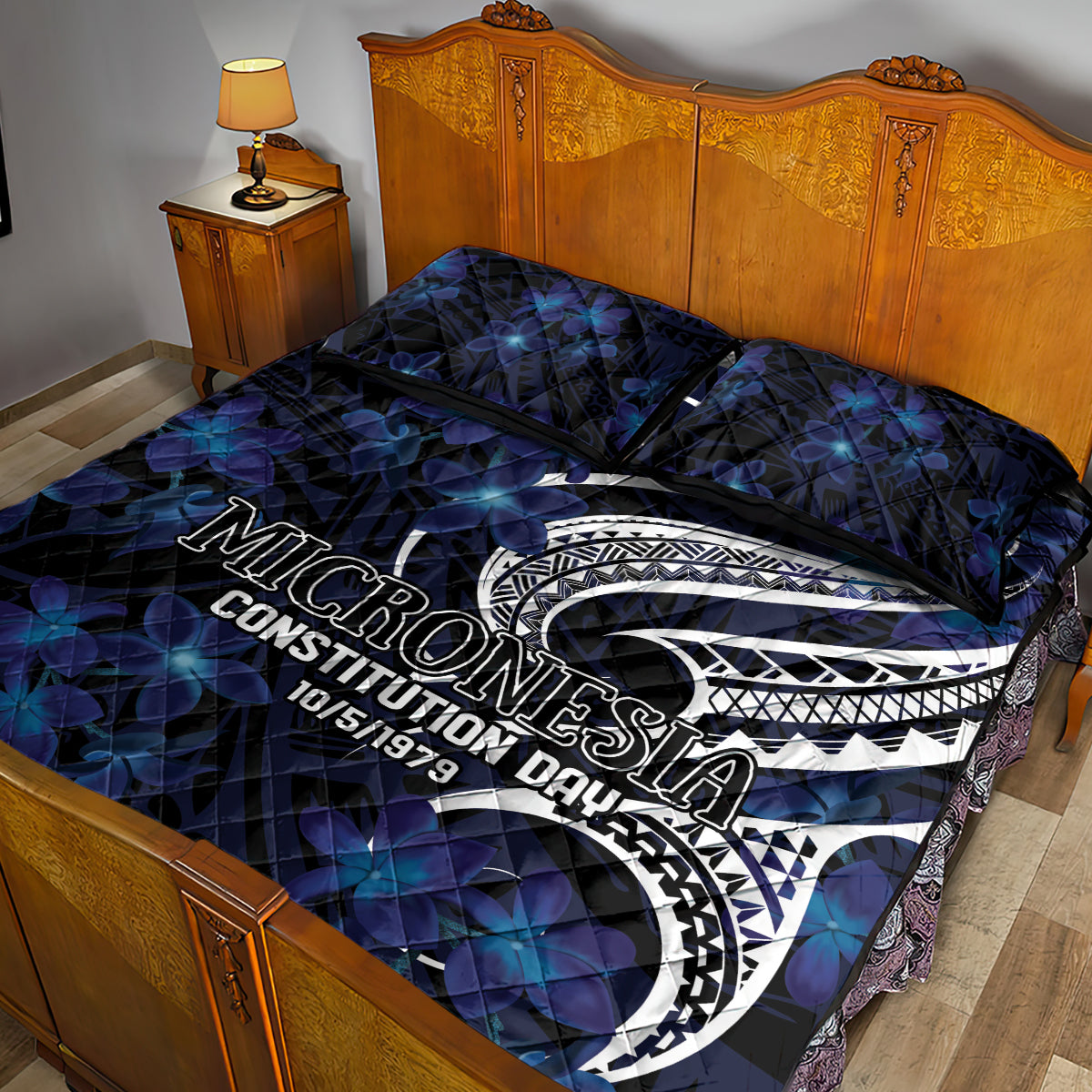 Micronesia Constitution Day Quilt Bed Set Since 1979 with Polynesian Hibiscus Pattern LT9 - Polynesian Pride