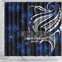 Micronesia Constitution Day Shower Curtain Since 1979 with Polynesian Hibiscus Pattern LT9 - Polynesian Pride