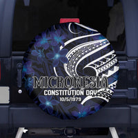 Micronesia Constitution Day Spare Tire Cover Since 1979 with Polynesian Hibiscus Pattern LT9 - Polynesian Pride