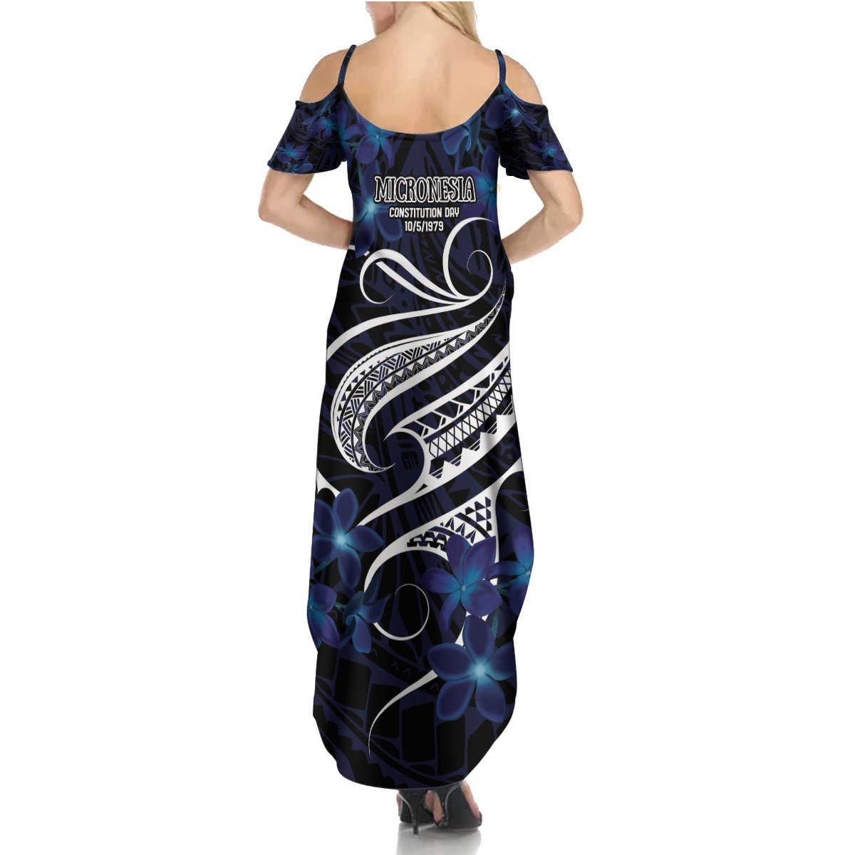 Micronesia Constitution Day Summer Maxi Dress Since 1979 with Polynesian Hibiscus Pattern LT9 - Polynesian Pride