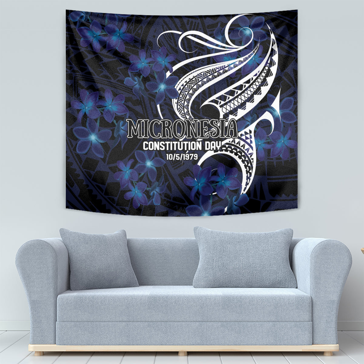 Micronesia Constitution Day Tapestry Since 1979 with Polynesian Hibiscus Pattern LT9 - Polynesian Pride