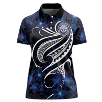 Micronesia Constitution Day Women Polo Shirt Since 1979 with Polynesian Hibiscus Pattern LT9 Female Blue - Polynesian Pride