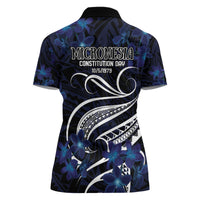 Micronesia Constitution Day Women Polo Shirt Since 1979 with Polynesian Hibiscus Pattern LT9 - Polynesian Pride