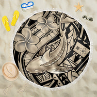 Polynesian Shark Tribal Tattoo Beach Blanket Beige Style LT9 One Size 150cm Beige - Polynesian Pride