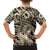 Polynesian Shark Tribal Tattoo Family Matching Long Sleeve Bodycon Dress and Hawaiian Shirt Beige Style