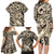 Polynesian Shark Tribal Tattoo Family Matching Long Sleeve Bodycon Dress and Hawaiian Shirt Beige Style