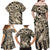 Polynesian Shark Tribal Tattoo Family Matching Off Shoulder Maxi Dress and Hawaiian Shirt Beige Style