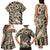 Polynesian Shark Tribal Tattoo Family Matching Tank Maxi Dress and Hawaiian Shirt Beige Style