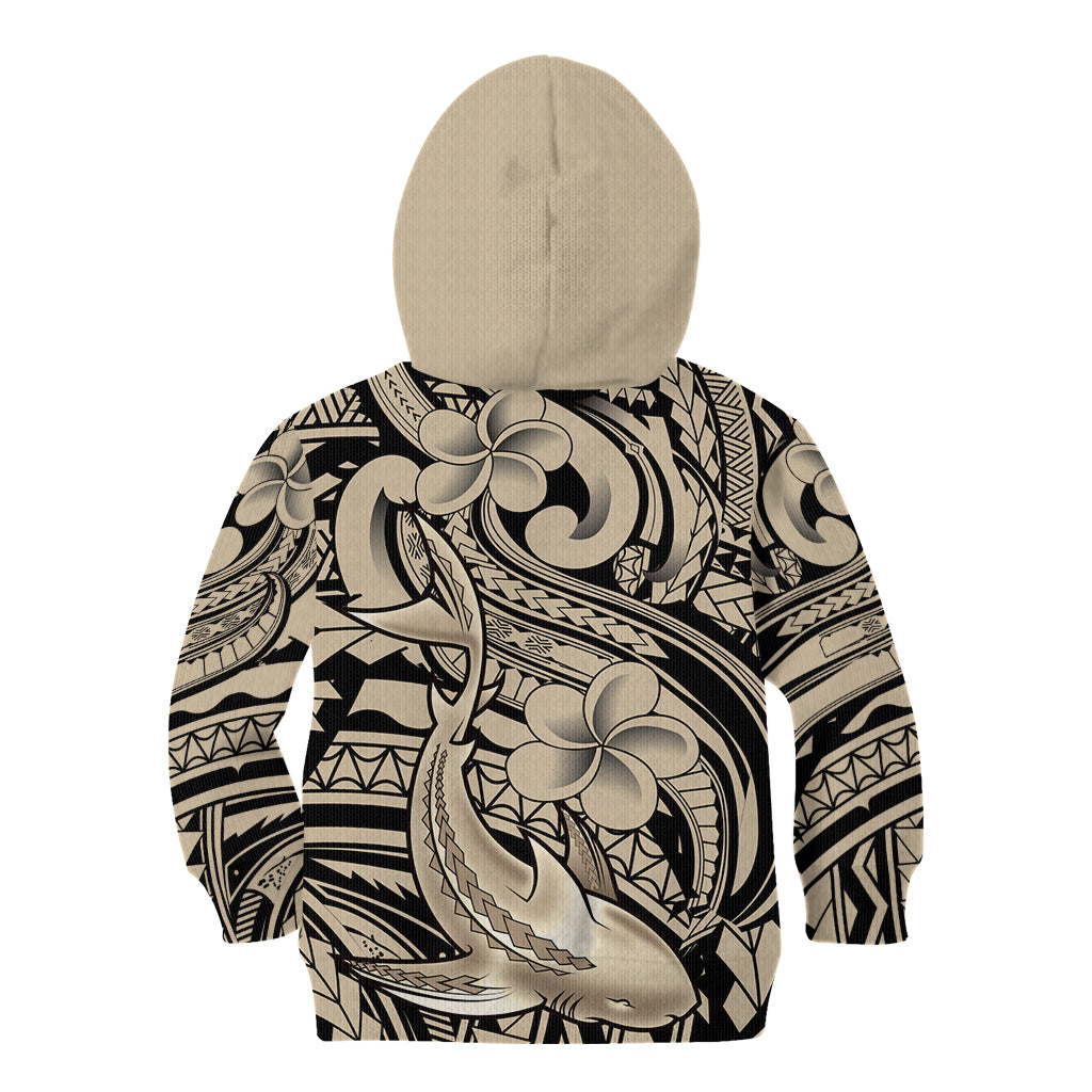 Polynesian Shark Tribal Tattoo Kid Hoodie Beige Style LT9 - Polynesian Pride