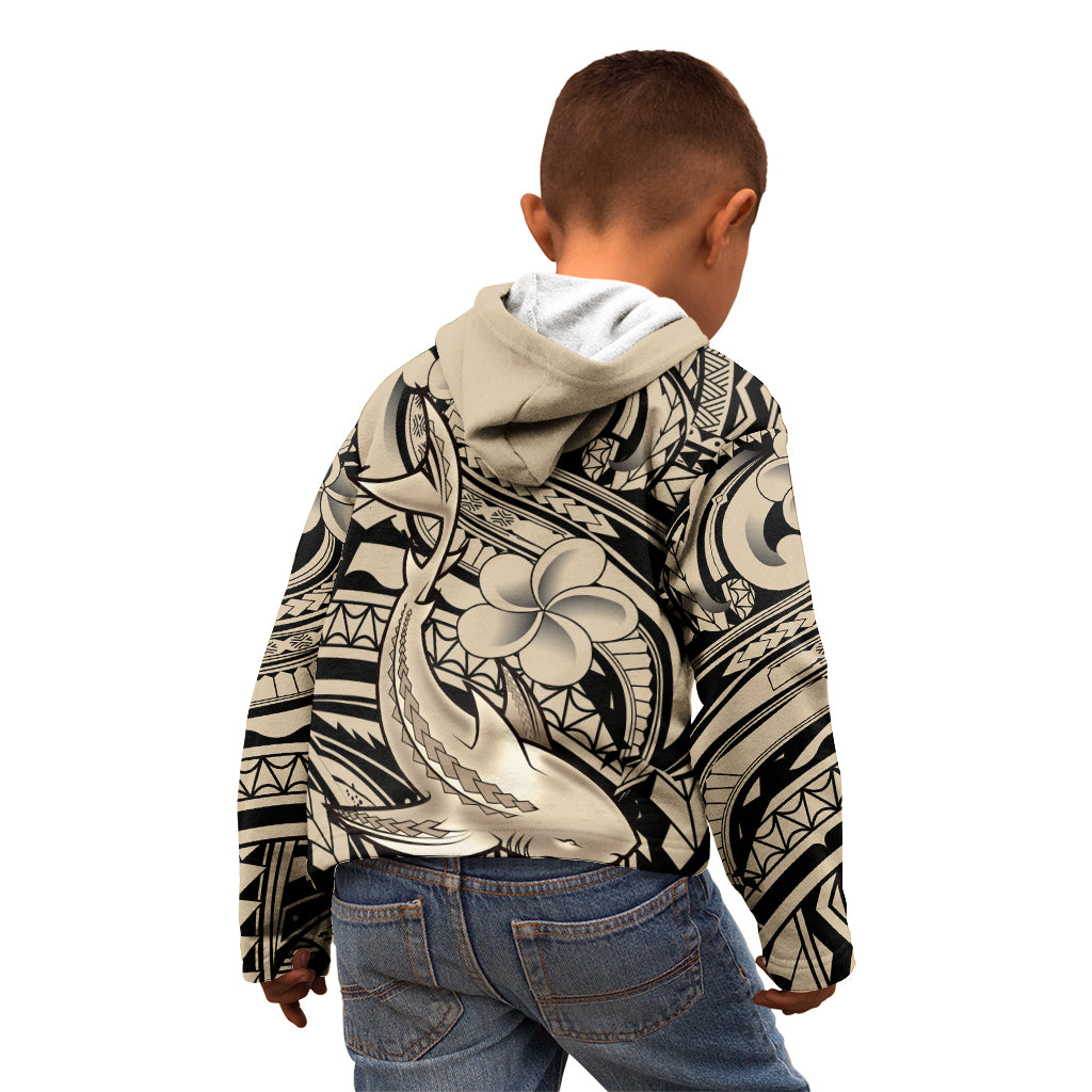 Polynesian Shark Tribal Tattoo Kid Hoodie Beige Style LT9 - Polynesian Pride