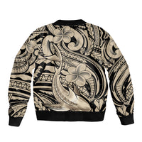 Polynesian Shark Tribal Tattoo Sleeve Zip Bomber Jacket Beige Style LT9 - Polynesian Pride