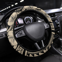 Polynesian Shark Tribal Tattoo Steering Wheel Cover Beige Style LT9 Universal Fit Beige - Polynesian Pride