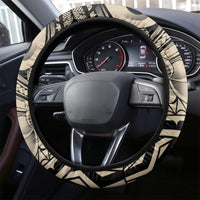 Polynesian Shark Tribal Tattoo Steering Wheel Cover Beige Style LT9 - Polynesian Pride