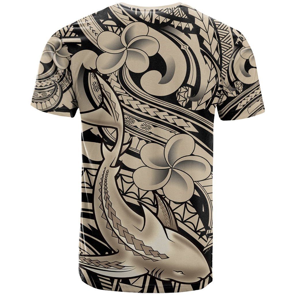 Polynesian Shark Tribal Tattoo T Shirt Beige Style LT9 - Polynesian Pride