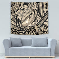 Polynesian Shark Tribal Tattoo Tapestry Beige Style LT9 - Polynesian Pride