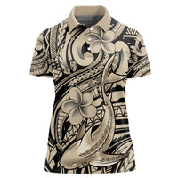 Polynesian Shark Tribal Tattoo Women Polo Shirt Beige Style LT9 Female Beige - Polynesian Pride