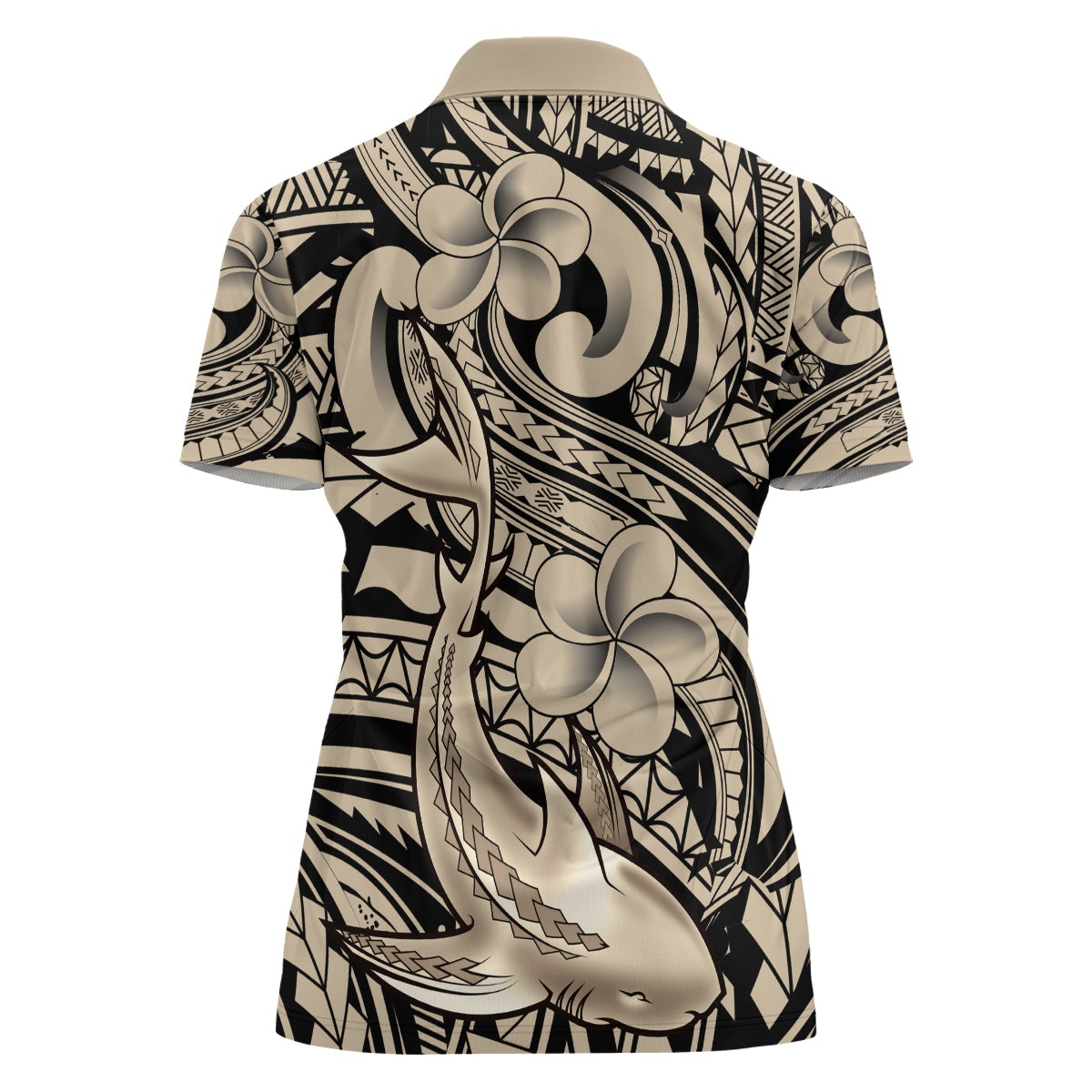 Polynesian Shark Tribal Tattoo Women Polo Shirt Beige Style LT9 - Polynesian Pride