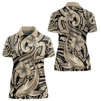 Polynesian Shark Tribal Tattoo Women Polo Shirt Beige Style LT9 - Polynesian Pride