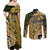 Wallis and Futuna Victory Day Couples Matching Off Shoulder Maxi Dress and Long Sleeve Button Shirt Since 1945 with Polynesian Platinum Floral Tribal