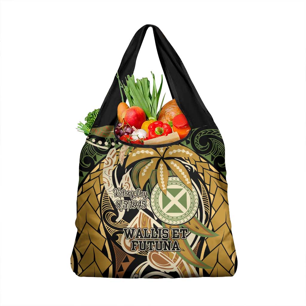 Wallis and Futuna Victory Day Grocery Bag Since 1945 with Polynesian Platinum Floral Tribal LT9 1-pack One Size Red - Polynesian Pride