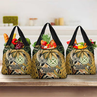 Wallis and Futuna Victory Day Grocery Bag Since 1945 with Polynesian Platinum Floral Tribal LT9 3-pack One Size Red - Polynesian Pride
