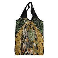 Wallis and Futuna Victory Day Grocery Bag Since 1945 with Polynesian Platinum Floral Tribal LT9 - Polynesian Pride